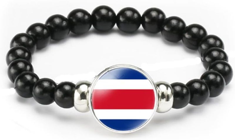 vmcoatdu National Flag Bracelet Elastic Rope Beaded Bracelet Support Your Country Travel Souvenir Gifts for Men Women - Image 1